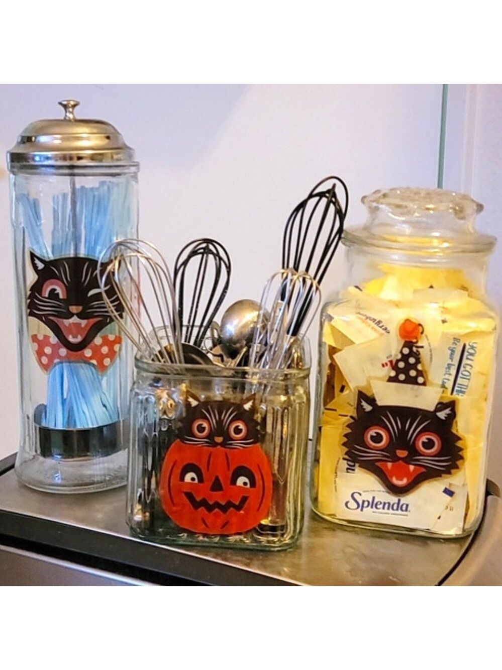 Vintage Cat & Pumpkin Halloween Window Clings